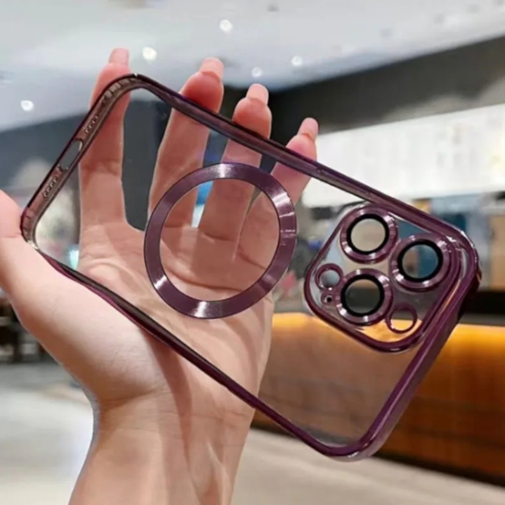 Clear And Purple Magsafe Compatable IPhone 16 Phone Case